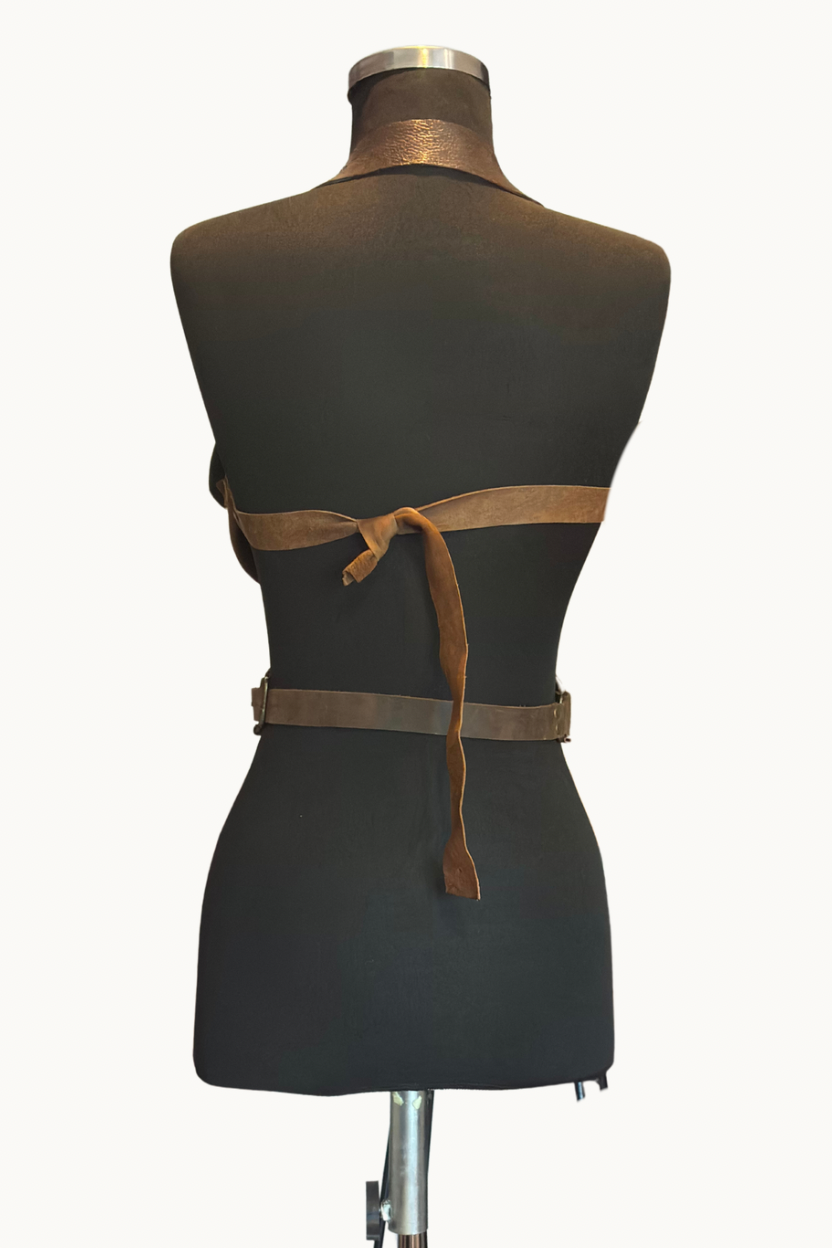 Handcrafted Two-Tone Western Leather Halter Top