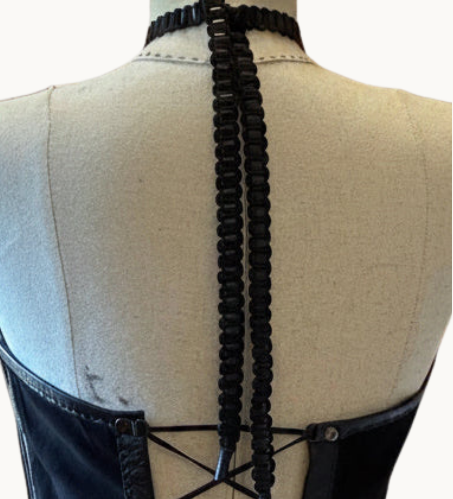 Handcrafted Black Suede Halter Corset Top