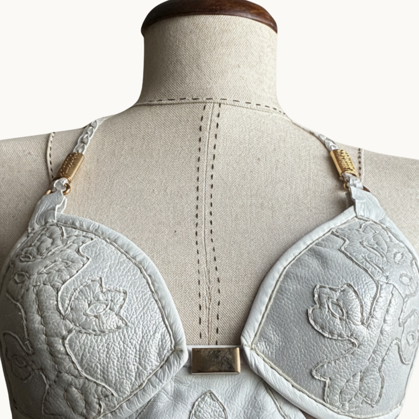Hand-Embellished Ivory Halter Bustier