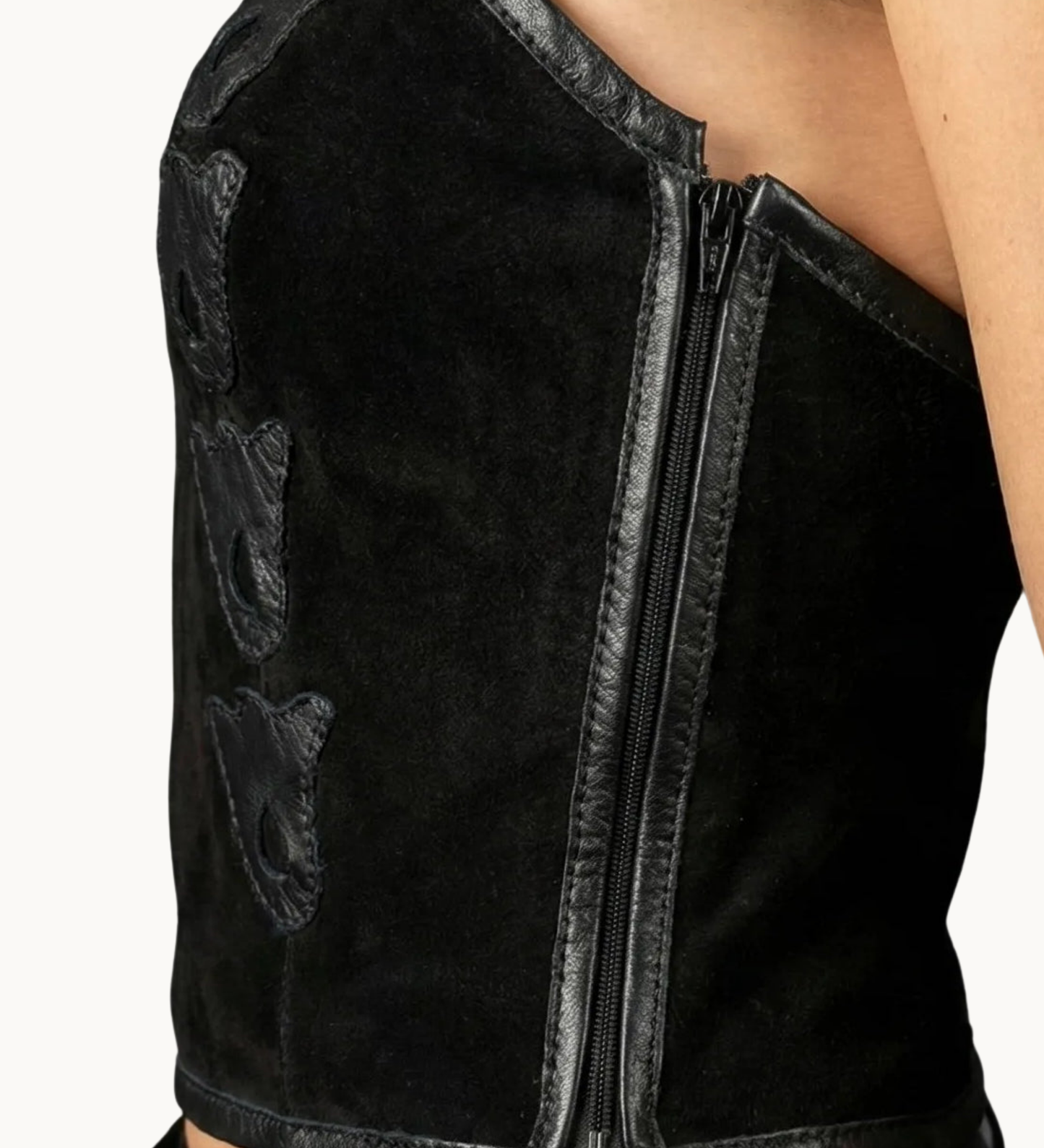 Handcrafted Black Suede Halter Corset Top
