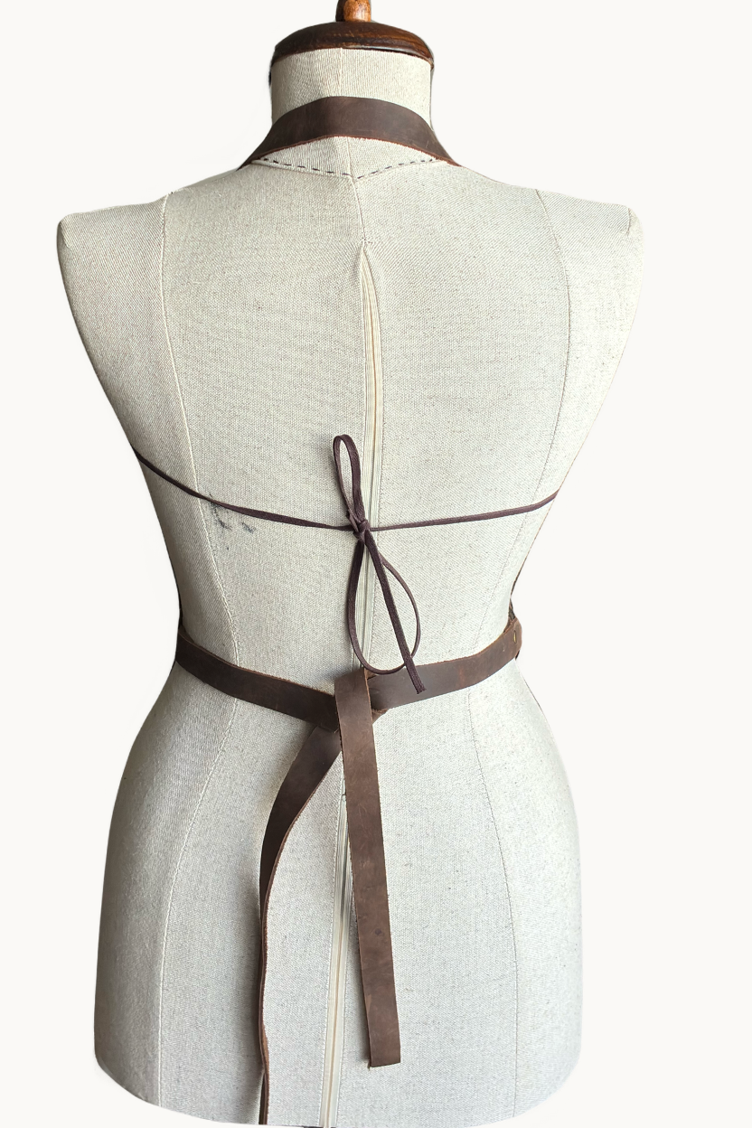 Yaprak Aplikeli El Yapımı Yeşil Deri Bralet Koşum Takımı