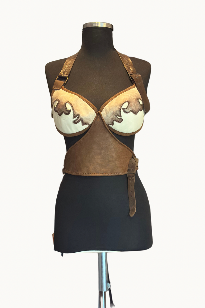 Handcrafted Two-Tone Western Leather Halter Top