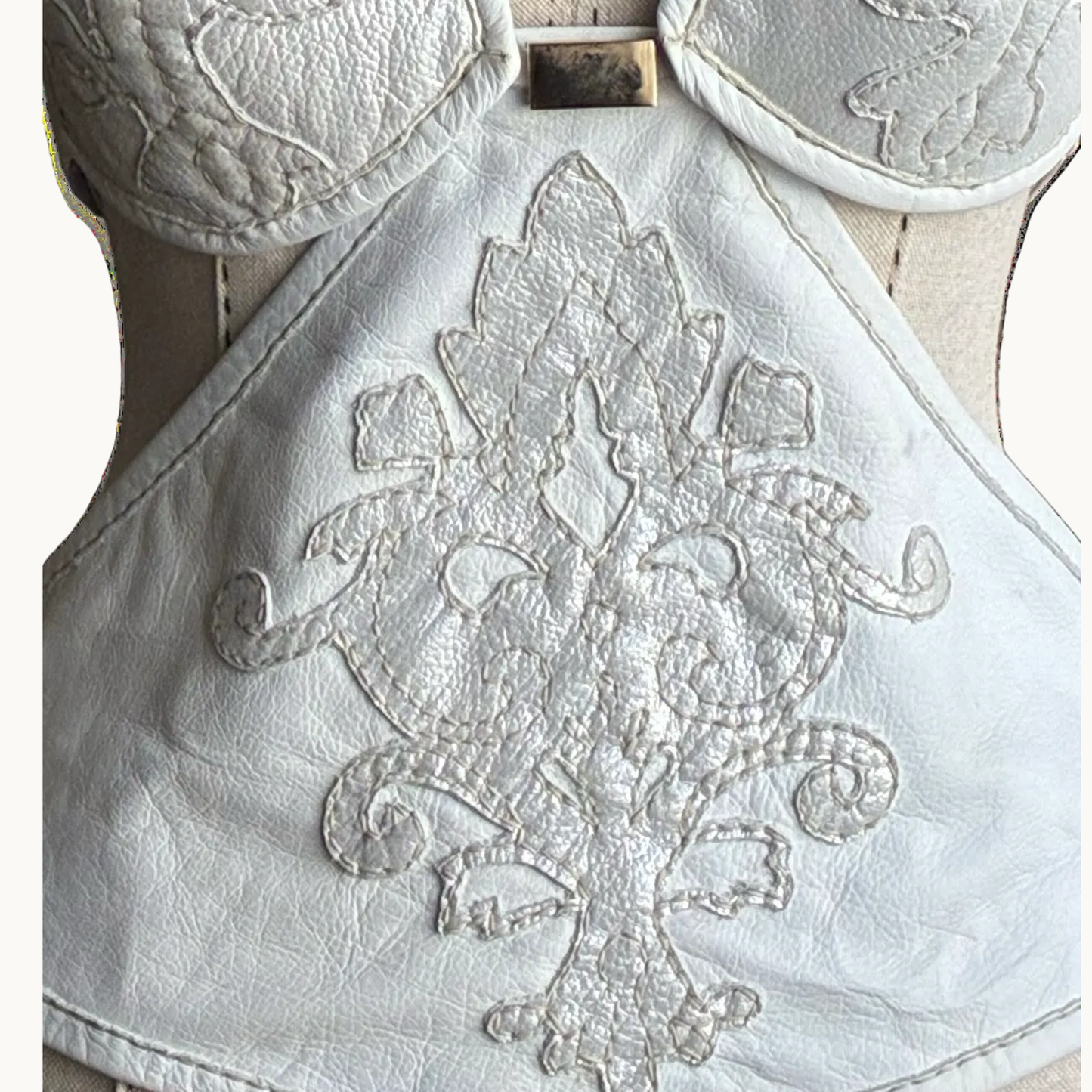 Hand-Embellished Ivory Halter Bustier