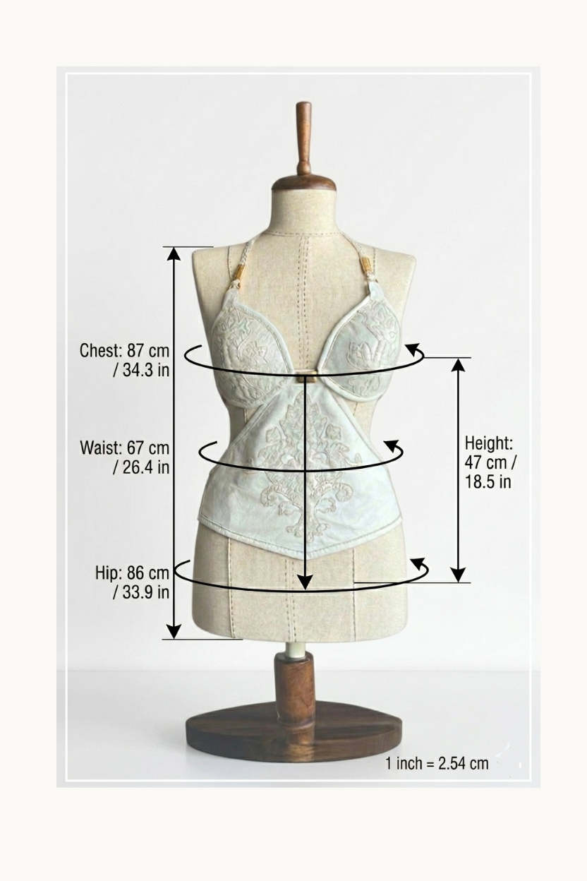 Top Corpiño Halter Color Marfil con Detalles Cosidos a Mano